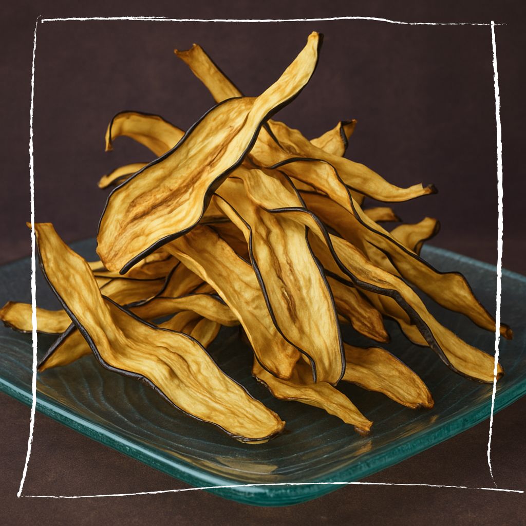 Knusprige Klette-Wurzelchips mit aromatischem Wildkräutersalz auf rustikalem Holzteller