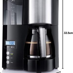 „Kaffeemaschine mit Timer und Thermoskanne, abnehmbarem Wassertank und Tropfstopp