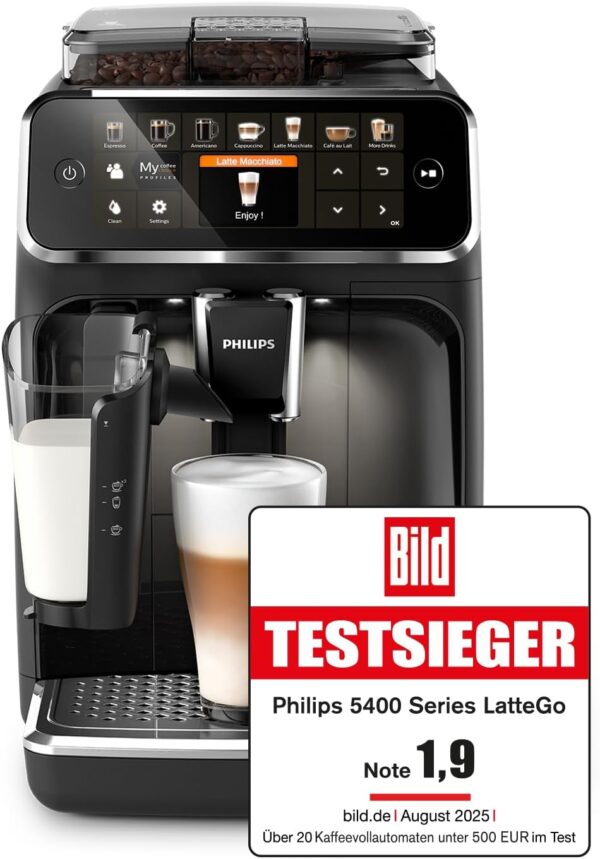 Kaffeemaschine mit abnehmbarem Wassertank und LatteGo-System