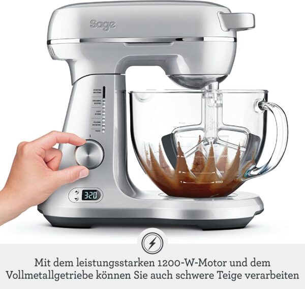 Bakery Boss Küchenmaschine mit Glasschüssel und Edelstahlschüssel