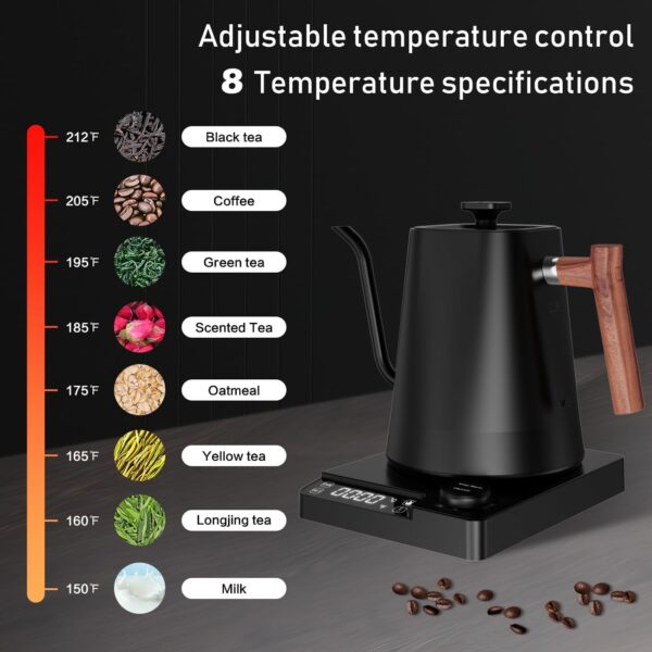 Wasserkocher mit Temperatureinstellung 1 l aus Edelstahl und Glas