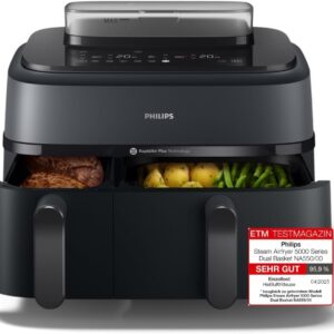 Dampfgarer für Gemüse Philips Steam Airfryer 5000 Dual Basket Schwarz