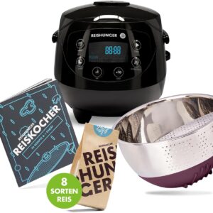 Mini Reiskocher Reishunger klein mit Dampfgarer und Starterset