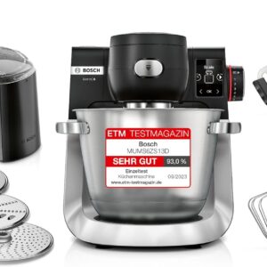 Bosch Küchenmaschine Serie 6 mit integrierter Waage und großer 5,5-L-Edelstahlschüssel für Teig, Gemüse und Kräuter