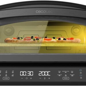 Cecotec Pizza&Co 500 Elektrischer Pizzaofen 500 °C mit LED-Touchpanel, Doppelheizung und Pizzastein