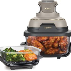 Ninja CRISPi Airfryer Glas 3,8L in Stone Gold mit Glasbehältern und Deckeln