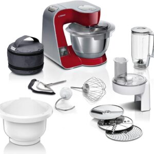 Bosch Küchenmaschine Serie 4 MUM5X734 reibt Kartoffeln für Kartoffelpuffer mit Durchlaufschnitzler und großer Edelstahlschüssel