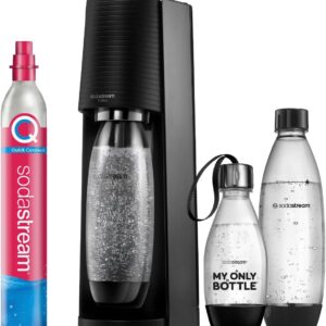 SodaStream Terra Schwarz Wassersprudler mit Quick-Connect Zylinder und PET-Flasche